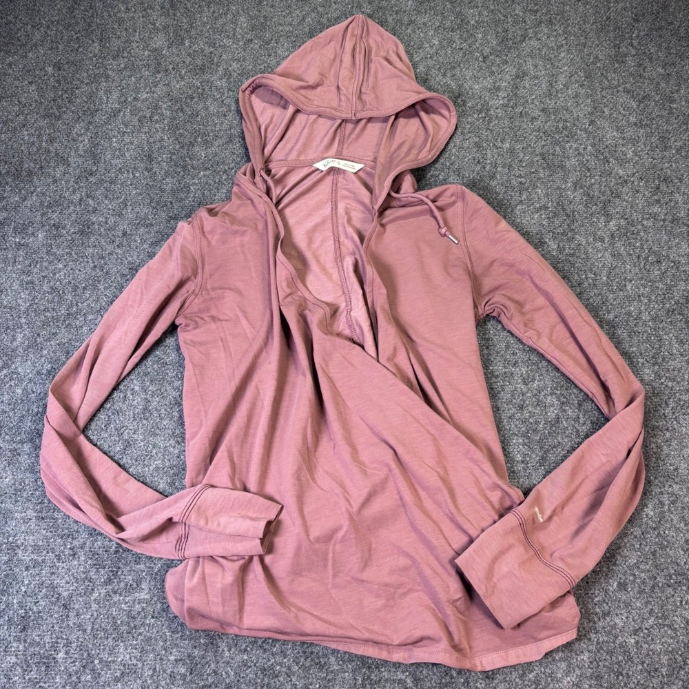 Woolrich Womens Mauve Crossover Draped Front Hoodie Tencel Blend 7719 XS